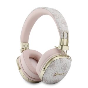 Ausinės Guess Bluetooth ENC Metal 4G Script Logo rožinės spalvos