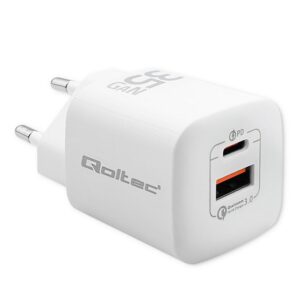 Qoltec 50763 mobiliojo įrenginio kroviklis Knyginis kompiuteris, Nešiojama žaidimų konsolė, Išorinė baterija, Išmanusis telefonas, Išmanusis laikrodis, Planšetinis kompiuteris Balta AC Spartusis įkrovimas Vidaus