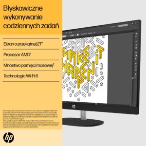HP 27-cr0232nw AMD Ryzen™ 5 7520U 68.6 cm (27") 1920 x 1080 px All-in-One PC 16 GB LPDDR5-SDRAM 512 GB SSD Windows 11 Home Wi-Fi 6 (802.11ax) White - Image 2