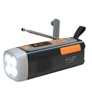 Adler AD 1920 Avarinis radijas Saulės panelė / Rankena / Powerbank 4500 mAh Juodas - Image 2