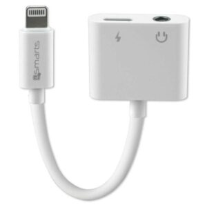4smarts Adapteris Lightning į Lightning + 3.5mm AUX baltos spalvos 468673