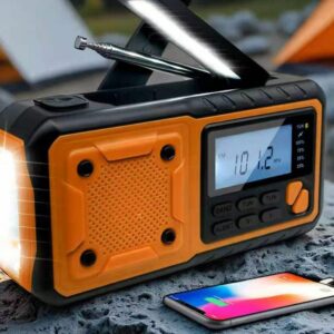 IPX3 AM/FM Emergency Radio with Hand Crank, Flashlight, Power Bank and Solar Panel - Image 4