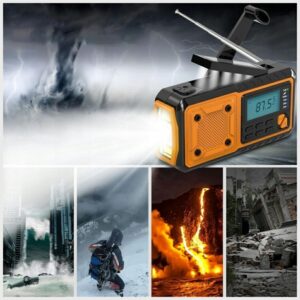 IPX3 AM/FM Emergency Radio with Hand Crank, Flashlight, Power Bank and Solar Panel - Image 7