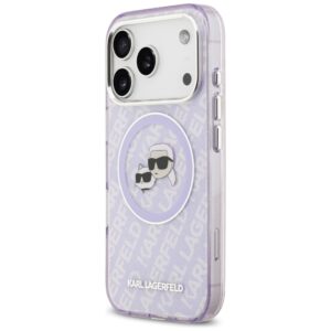 Karl Lagerfeld IML Glitter Karl & Choupette Heads Logo MagSafe dėklas skirtas Apple iPhone 17 Pro Purple - Image 2