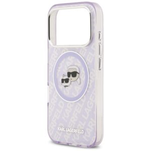 Karl Lagerfeld IML Glitter Karl & Choupette Heads Logo MagSafe dėklas skirtas Apple iPhone 17 Pro Purple - Image 6