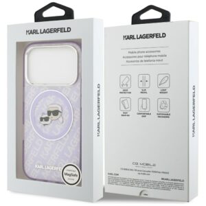 Karl Lagerfeld IML Glitter Karl & Choupette Heads Logo MagSafe dėklas skirtas Apple iPhone 17 Pro Purple - Image 8