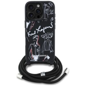 Dėklas Karl Lagerfeld Crossbody Grained Pattern & Logo skirtas Apple iPhone 16 Pro Max juodos spalvos - Image 2