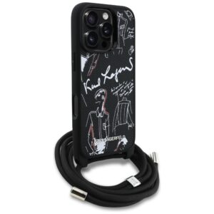 Dėklas Karl Lagerfeld Crossbody Grained Pattern & Logo skirtas Apple iPhone 16 Pro Max juodos spalvos - Image 3