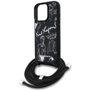 Dėklas Karl Lagerfeld Crossbody Grained Pattern & Logo skirtas Apple iPhone 16 Pro Max juodos spalvos - Image 5
