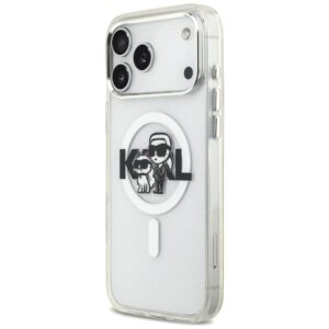 Karl Lagerfeld IML Glitter Karl & Choupette Sketch Logo MagSafe dėklas skirtas Apple iPhone 17 Pro Max Clear - Image 2