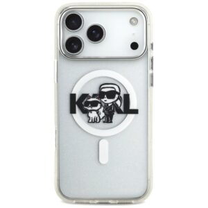 Karl Lagerfeld IML Glitter Karl & Choupette Sketch Logo MagSafe dėklas skirtas Apple iPhone 17 Pro Max Clear - Image 3