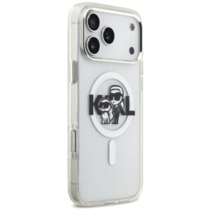 Karl Lagerfeld IML Glitter Karl & Choupette Sketch Logo MagSafe dėklas skirtas Apple iPhone 17 Pro Max Clear - Image 4