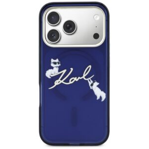 Dėklas Karl Lagerfeld IML Choupettes Karl Script Logo MagSafe for Apple iPhone 17 Pro Max blue - Image 3