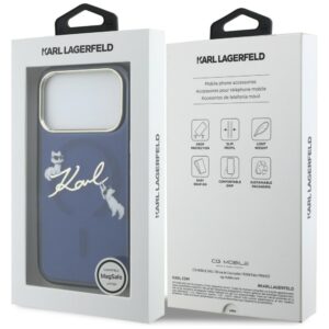 Dėklas Karl Lagerfeld IML Choupettes Karl Script Logo MagSafe for Apple iPhone 17 Pro Max blue - Image 8