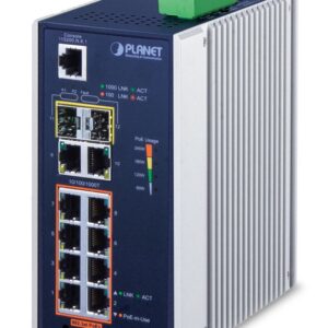 PLANET IGS-4215-8P2T2S tinklo komutatorius Valdomas L2/L4 Gigabit Ethernet (10/100/1000) Maitinimas per Eternetą (PoE) Mėlyna, Sidabras