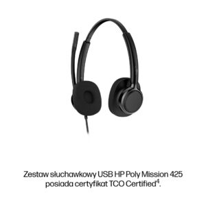 HP Poly Mission 425 Stereo USB Wired Headset Classic (Bulk) - Image 2