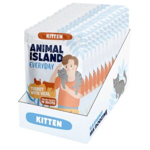 ANIMAL ISLAND Everyday Kitten Turkey with veal Box - šlapias kačių maistas - 12x85g - Image 1