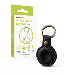 Mobile Origin AirTag Leather Keychain A6, black
