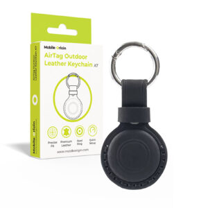 Mobile Origin AirTag Outdoor Leather Keychain A7, black