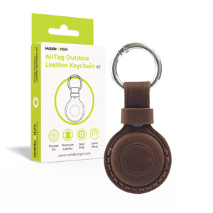 Mobile Origin AirTag Outdoor Leather Keychain A7, midnight brown