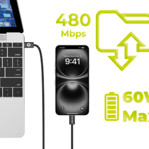 Mobile Origin 60W UltraSlim USB-C to USB-C Cable 1 m CB11 Black - Image 8