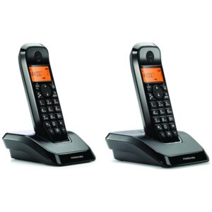 Set of Motorola S1202 cordless landline phones 2 vnt. juodos spalvos - Image 2