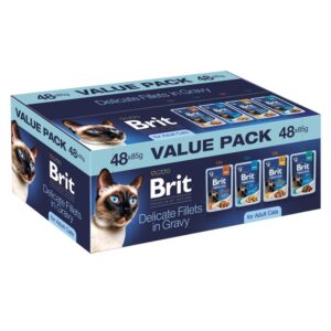 BRIT Premium by Nature Delicate fillets in gravy Box - šlapias kačių maistas - 48x85g