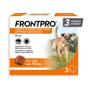 FRONTPRO Tabletės nuo blusų ir erkių šuniui (>4-10 kg) - 3x 28,3mg