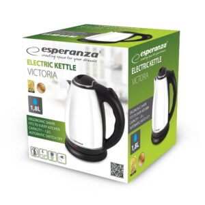 Esperanza EKK113W elektrinis virdulys 1,8 L Juoda, Balta 1800 W - Image 2