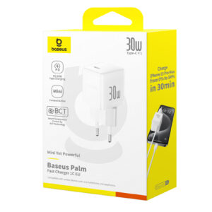 Sieninis įkroviklis Palm 30W USB-C QC3.0 PD3.0, baltas