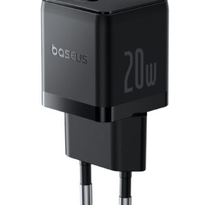 Sieninis įkroviklis Palm 20W USB + USB-C QC3.0 PD3.0 su USB-C kabeliu 1m, juodas
