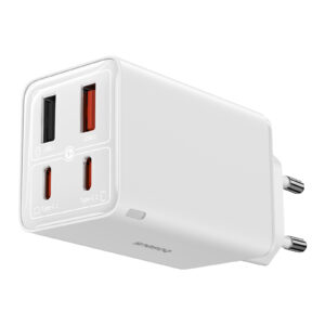 Sieninis įkroviklis GaN6 Pro 65W 2xUSB-A + 2xUSB-C QC PD su USB-C kabeliu 1m, baltas