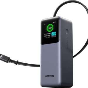 LiPo išorinis akumuliatorius (PowerBank) 20000mAh 165W 2xUSB-C su sutraukiamu kabeliu PB726 UGREEN
