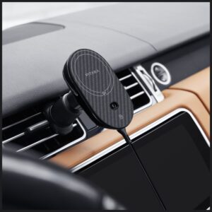 Car mount with wireless charger PITAKA MagEZ Pro 2 Qi2 15W NFC MagSafe juodos spalvos pilkos spalvos - Image 8