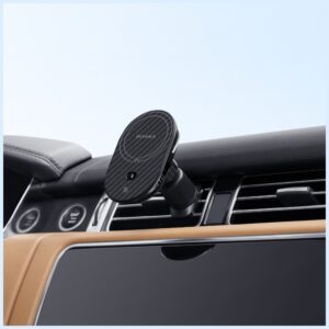 Car mount with wireless charger PITAKA MagEZ Pro 2 Qi2 15W NFC MagSafe juodos spalvos pilkos spalvos - Image 10
