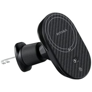 Car mount with wireless charger PITAKA MagEZ Pro 2 Qi2 15W NFC MagSafe juodos spalvos pilkos spalvos - Image 2