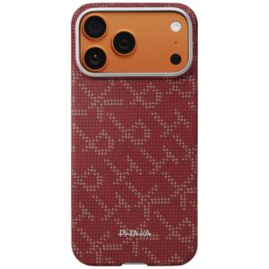 Dėklas PITAKA Ultra-Slim Monogram MagSafe skirtas Apple iPhone 17 Pro Max aukso spalvos red - Image 3