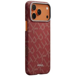 Dėklas PITAKA Ultra-Slim Monogram MagSafe skirtas Apple iPhone 17 Pro Max aukso spalvos red - Image 5