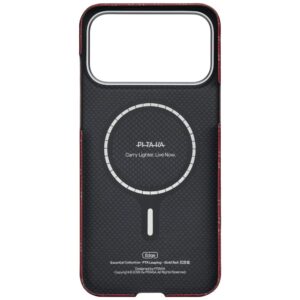 Dėklas PITAKA Ultra-Slim Monogram MagSafe skirtas Apple iPhone 17 Pro Max aukso spalvos red - Image 2