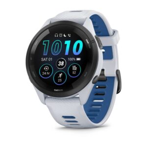 Garmin Forerunner 265 3,3 cm (1.3") AMOLED 46 mm Skaitmeninis 416 x 416 pikseliai Lietimui jautrus ekranas Juoda, Balta „Wi-Fi“ GPS (palydovinis)