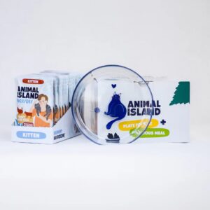 ANIMAL ISLAND Everyday Kitten Turkey and veal in broth Box - šlapias kačių maistas - 12x85g + lėkštutė dovanų - Image 2