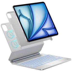 Dėklas Typecase Edge + su klaviatūra for Apple iPad Air 13" 2024/2025 sidabro spalvos