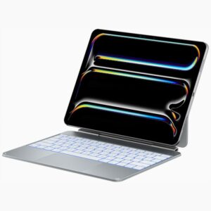 Dėklas Typecase Edge Pro su klaviatūra for Apple iPad Pro 13" M4 2024 / M5 2025 sidabro spalvos