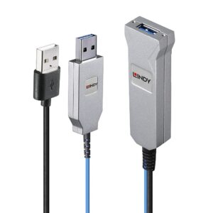 Lindy 43345 USB kabelis USB 3.2 Gen 1 (3.1 Gen 1) 30 m USB A 2 x USB A Mėlyna, Sidabras - Image 1