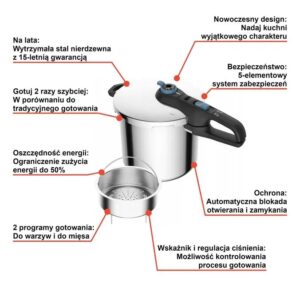Slėginė viryklė TEFAL SECURE TRENDY 8L P2584401 - Image 3