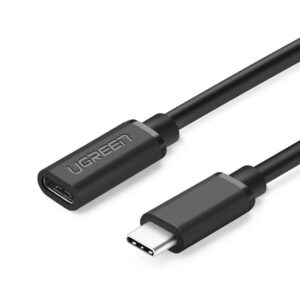Kabelis ilgiklis USB C kištukas - USB C lizdas USB3.1 60W 0.5m 3840x2160, 30 Hz ED008  juodas UGREEN