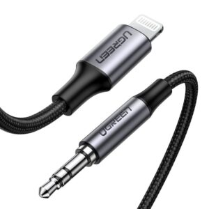 Kabelis IP Lightning kištukas - 3.5mm kištukas Aux 1m (su MFI) su pintu šarvu US315 UGREEN