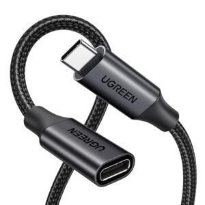 Kabelis ilgiklis USB C kištukas - USB C lizdas USB3.2 100W 1m 10Gbps juodas US372 UGREEN