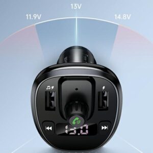 USAMS Hands-Free Kit C21 with FM Transmitter, Bluetooth 5.0, MP3, 2xUSB 3.4A juodos spalvos CC115GC - Image 10