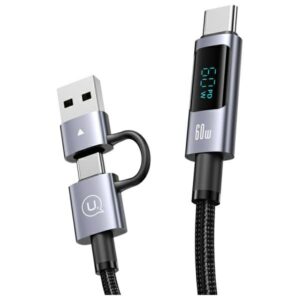USAMS Kabelis 6in1 Fast charging 60W 1.2m Data Kabelis Digital dispay Aluminum Alloy Sufeng SJ71 Series - Image 3